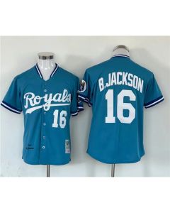 Men's Kansas City Royals #16 Bo Jackson Blue Cool Base Stitched Jersey