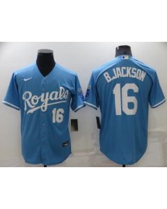 Men's Kansas City Royals #16 Bo Jackson Light Blue Cool Base Stitched Jersey
