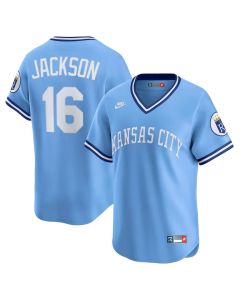 Men's Kansas City Royals #16 Bo Jackson Light Blue Throwback Cooperstown Collection Limited Jersey (Blue)