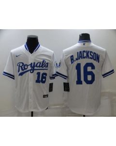 Men's Kansas City Royals #16 Bo Jackson White Cool Base Stitched Jersey