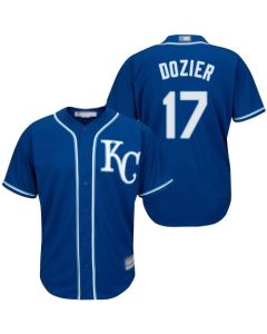 Men's Kansas City Royals #17 Hunter Dozier Blue Cool Base Stitched MLB Jersey