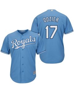 Men's Kansas City Royals #17 Hunter Dozier Little Blue Cool Base Stitched MLB Jersey