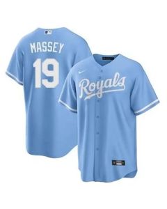 Men's Kansas City Royals #19 Michael Massey Blue Home Replica Jersey (Blue)