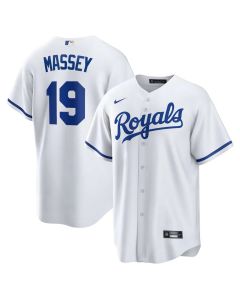 Men's Kansas City Royals #19 Michael Massey White Home Replica Jersey