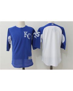 Men's Kansas City Royals #35 Eric Hosmer Royal/White Authentic Collection On-Field 3/4 Sleeve Batting Practice Stitched MLB Jersey