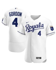 Men's Kansas City Royals #4 Alex Gordon White Flex Base Stitched Jersey
