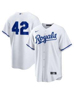 Men's Kansas City Royals #42 Jackie Robinson White Home 2025 Jackie Robinson Day Replica Jersey