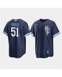 Men's Kansas City Royals #51 Brady Singer 2022 Navy City Connect Cool Base Stitched Jersey