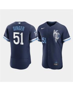 Men's Kansas City Royals #51 Brady Singer 2022 Navy City Connect Flex Base Stitched MLB Jersey
