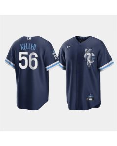 Men's Kansas City Royals #56 Brad Keller 2022 Navy City Connect Cool Base Stitched Jersey