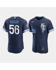 Men's Kansas City Royals #56 Brad Keller 2022 Navy City Connect Flex Base Stitched MLB Jersey