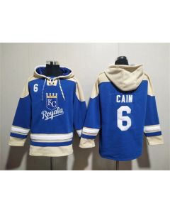 Men's Kansas City Royals #6 Lorenzo Cain Blue Ageless Must-Have Lace-Up Pullover Hoodie