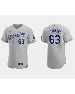 Men's Kansas City Royals #63 Josh Staumont Grey Flex Base Stitched MLB Jersey