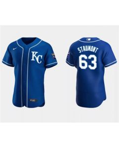 Men's Kansas City Royals #63 Josh Staumont Royal Flex Base Stitched MLB Jersey