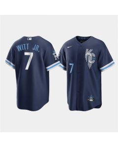 Men's Kansas City Royals #7 Bobby Witt Jr. 2022 Navy City Connect Cool Base Stitched Jersey (Navy)