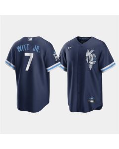 Men's Kansas City Royals #7 Bobby Witt Jr. 2022 Navy City Connect Cool Base Stitched Jersey