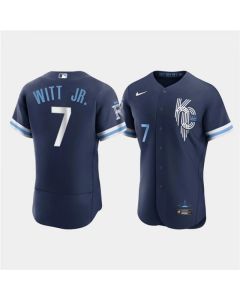 Men's Kansas City Royals #7 Bobby Witt Jr. 2022 Navy City Connect Flex Base Stitched MLB Jersey
