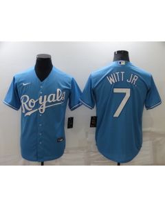 Men's Kansas City Royals #7 Bobby Witt Jr. Light Blue Cool Base Stitched Jersey