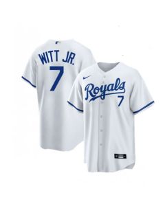 Men's Kansas City Royals #7 Bobby Witt Jr. White Cool Base Stitched Jersey