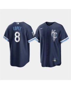 Men's Kansas City Royals #8 Nicky Lopez 2022 Navy City Connect Cool Base Stitched Jersey