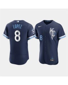 Men's Kansas City Royals #8 Nicky Lopez 2022 Navy City Connect Flex Base Stitched MLB Jersey