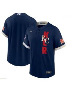 Men's Kansas City Royals Blank 2021 Navy All-Star Cool Base Stitched MLB Jersey