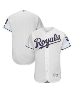 Men's Kansas City Royals Blank White/Gold Flex Base Stitched Jersey