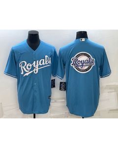 Men's Kansas City Royals Light Blue Team Big Logo Cool Base Stitched Jersey