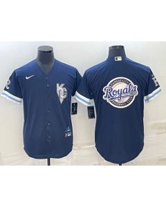 Men's Kansas City Royals Navy Team Big Logo City Connect Cool Base Stitched Jersey