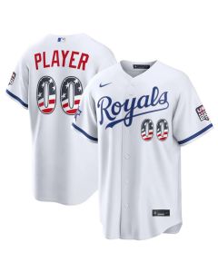 Men's Kansas City Royals Nike White 2026 All-Star Edition Stars & Stripes Stadium Custom Jersey (White)