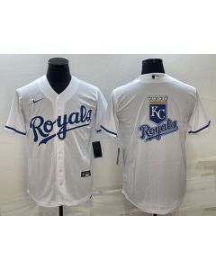 Men's Kansas City Royals White Team Big Logo Cool Base Stitched Jersey