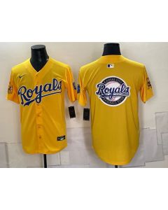 Men's Kansas City Royals Yellow Stitched Baseball Jersey (Style 2)