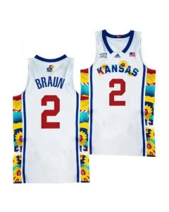 Men's Kansas Jayhawks #2 Christian Braun 2022 Sunflower Showdown White Stitched Basketball Jersey