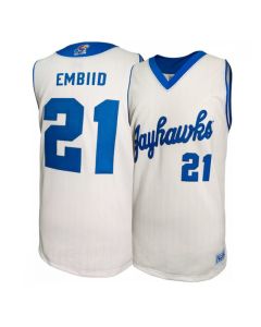 Men's Kansas Jayhawks #21 Joel Embiid White Basketball Stitched Jersey