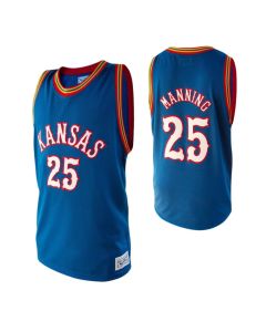 Men's Kansas Jayhawks #25 Danny Manning Blue Basketball Stitched NCAA Jersey
