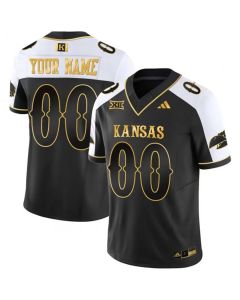 Men's Kansas Jayhawks ACTIVE PLAYER Custom Black/Gold 2023 F.U.S.E. Vapor Limited Stitched Jersey