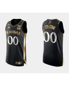 Men's Kansas Jayhawks Custom Black Gold Stitched Basketball Jersey (Black Gold)