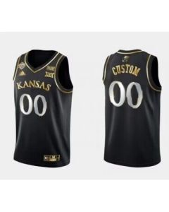 Men's Kansas Jayhawks Custom Black Gold Stitched Basketball Jersey