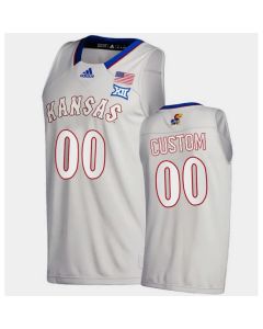 Men's Kansas Jayhawks Custom Gray Stitched Basketball Jersey