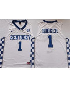Men's Kentucky Wildcats #1 BOOKER White Stitched Jersey
