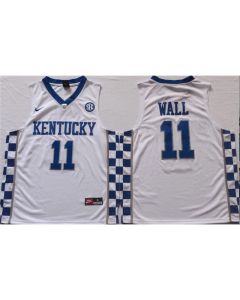 Men's Kentucky Wildcats #11 John Wall White Stitched Jersey