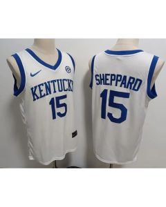 Men's Kentucky Wildcats #15 Reed Sheppard White Stitched Jersey