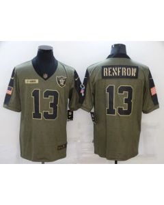 Men's Las Vegas Raiders #13 Hunter Renfrow 2021 Olive Salute To Service Limited Stitched Jersey