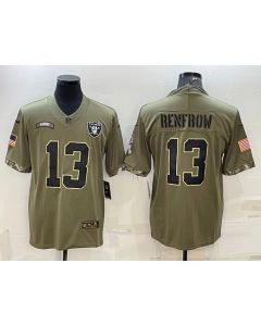 Men's Las Vegas Raiders #13 Hunter Renfrow 2022 Olive Salute To Service Limited Stitched Football Jersey