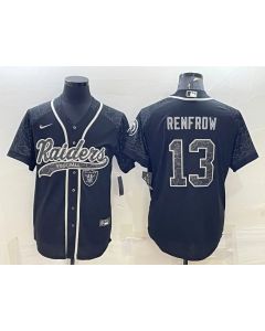 Men's Las Vegas Raiders #13 Hunter Renfrow Black Reflective With Patch Cool Base Stitched Baseball Jersey