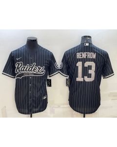 Men's Las Vegas Raiders #13 Hunter Renfrow Black With Patch Cool Base Stitched Baseball Jersey