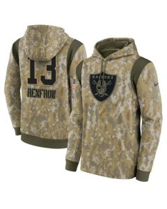 Men's Las Vegas Raiders #13 Hunter Renfrow Camo 2021 Salute To Service Therma Performance Pullover Hoodie