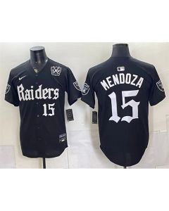 Men's Las Vegas Raiders #15 Fernando Mendoza Black "Gothic Sin City Shadows Edition" With 65th Anniversary Patch Vapor Limited Jersey (Black)