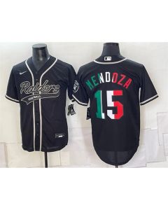 Men's Las Vegas Raiders #15 Fernando Mendoza Black Mexico Cool Base Stitched Baseball Jersey (Black)