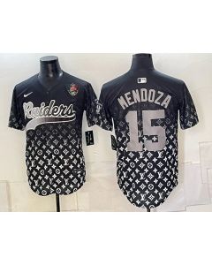 Men's Las Vegas Raiders #15 Fernando Mendoza Black Stitched Baseball Jersey (Style 6)